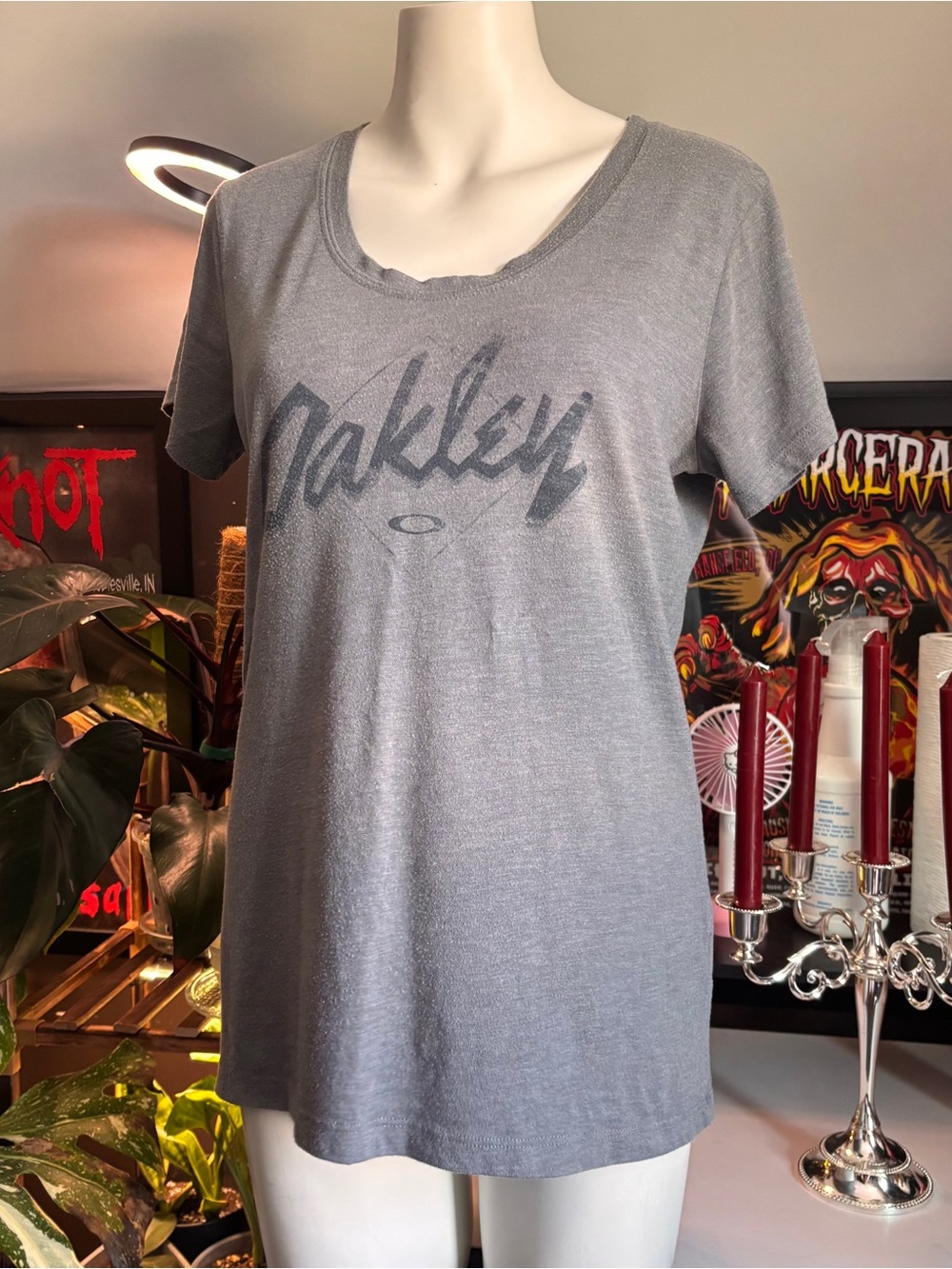 Oakley Women's Oversized Heather Gray Logo Short Sleeve Tee